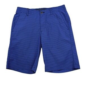 Mens Under Armour Performance Golf Shorts Heat Gear Blue Striped Size 32 Outdoor